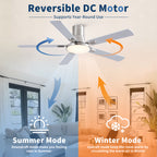 52 Inch Modern Brushed Nickel Flush Mount Ceiling Fan with Light and Remote Control