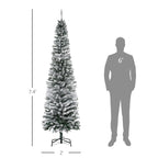 HOMCOM 7.5' Tall Unlit Snow-Flocked Slim Artificial Christmas Tree