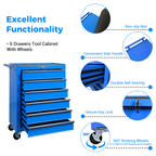 Rolling Metal Tool Chest with 6 Drawers - Blue