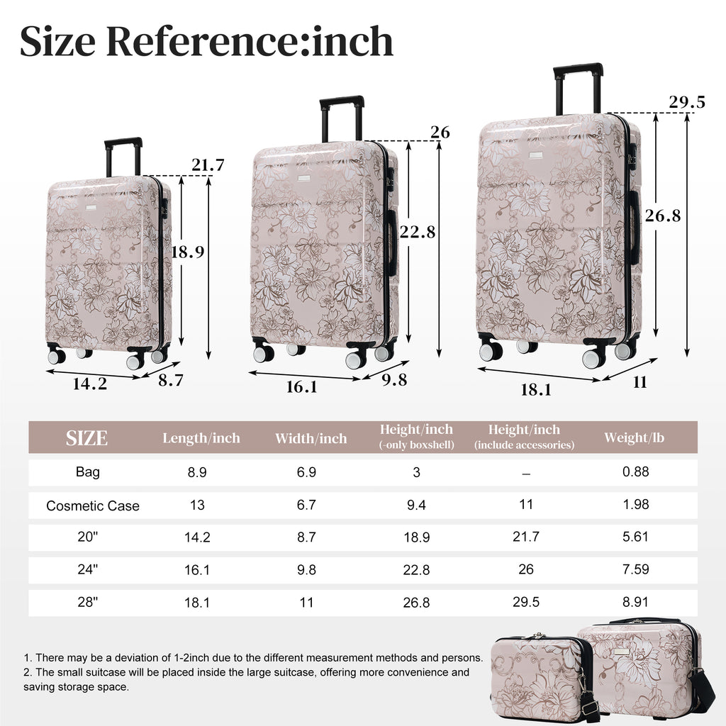Hardside Lightweight Durable Luggage Set - 5 Pieces