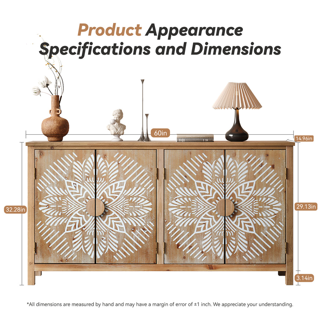 60" Wood Accent Cabinet with 4 Doors