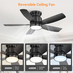 42 Inch Flush Mount Ceiling Fan with LED Light