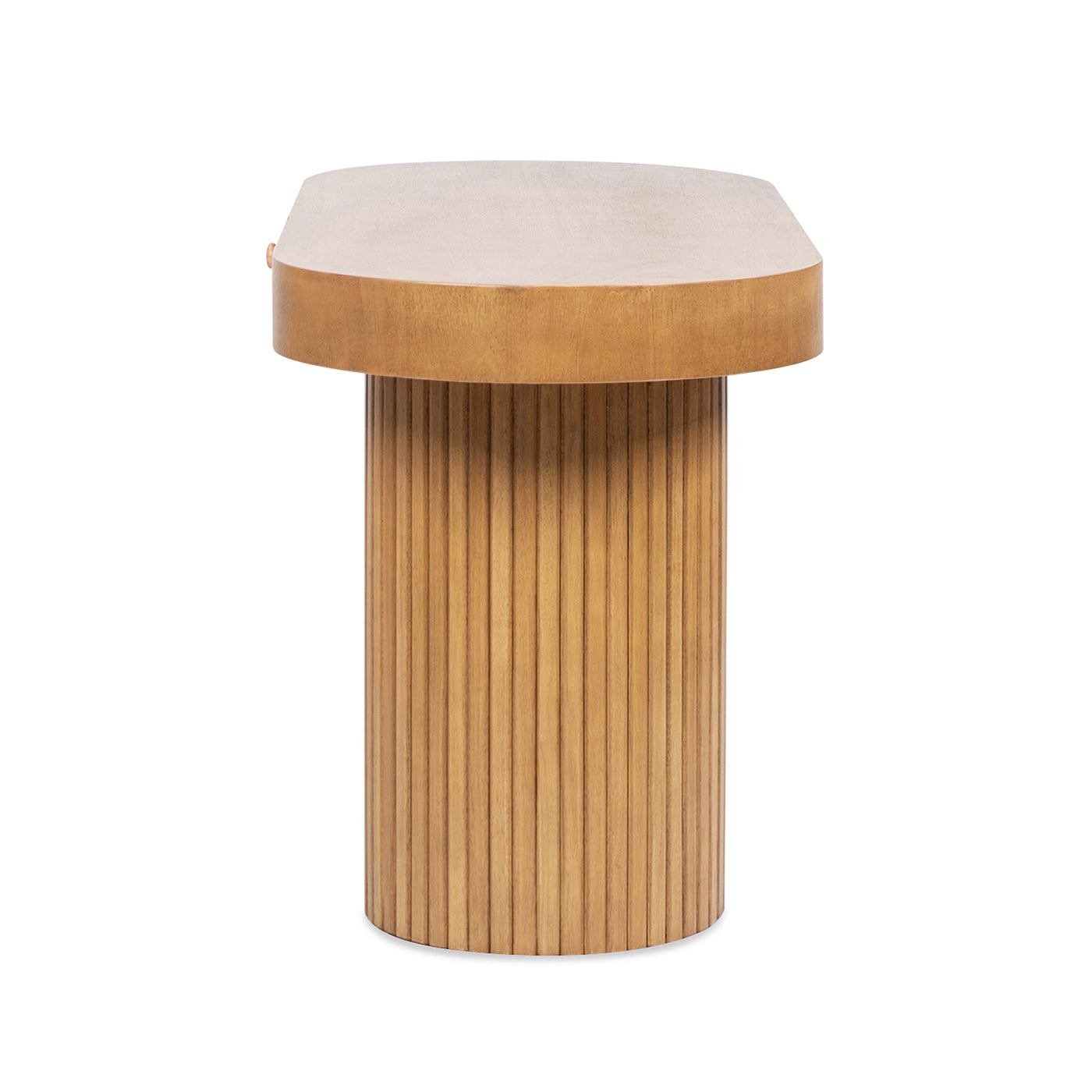 Jesse 55.5" Single Drawer Fluted Oval Console Desk, Honey