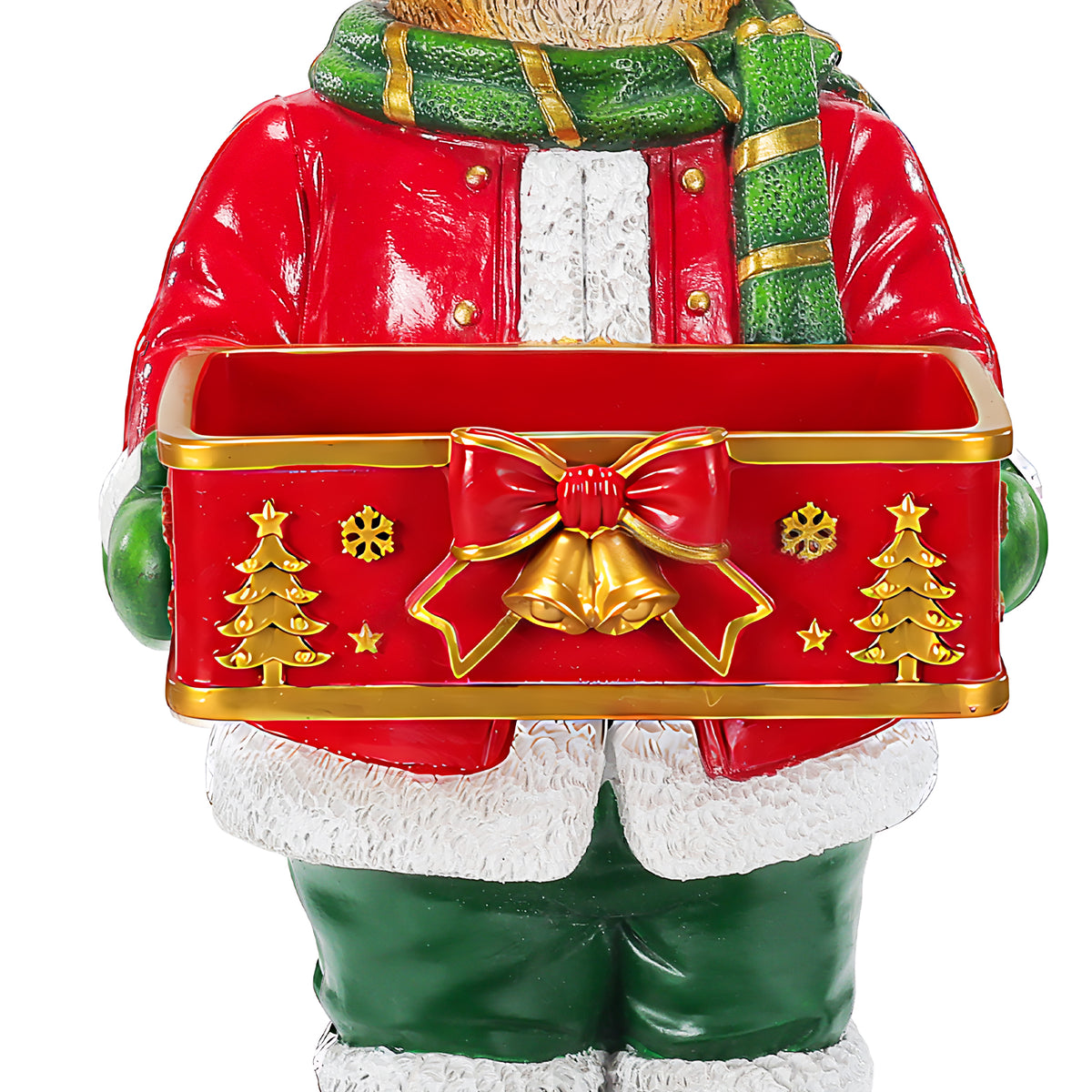 Christmas Reindeer Statue with Storage Tray, Red Resin, 18.5 Inches Tall
