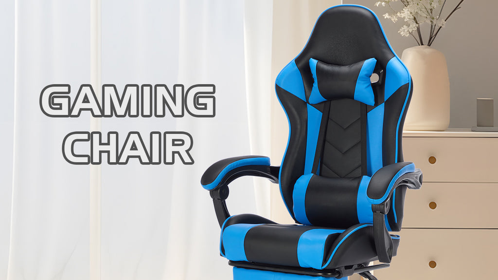 Gaming Chair with Footrest and Lumbar Support