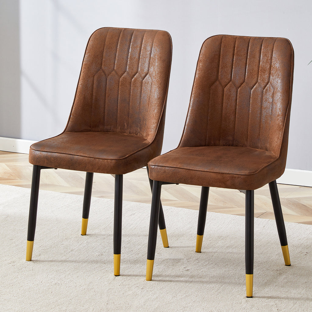Brown Suede-like Velvet Dining Chair Set (Two-Pack)