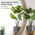 Round Decorative Wall Mirror with Woven Rattan-Textured Frame