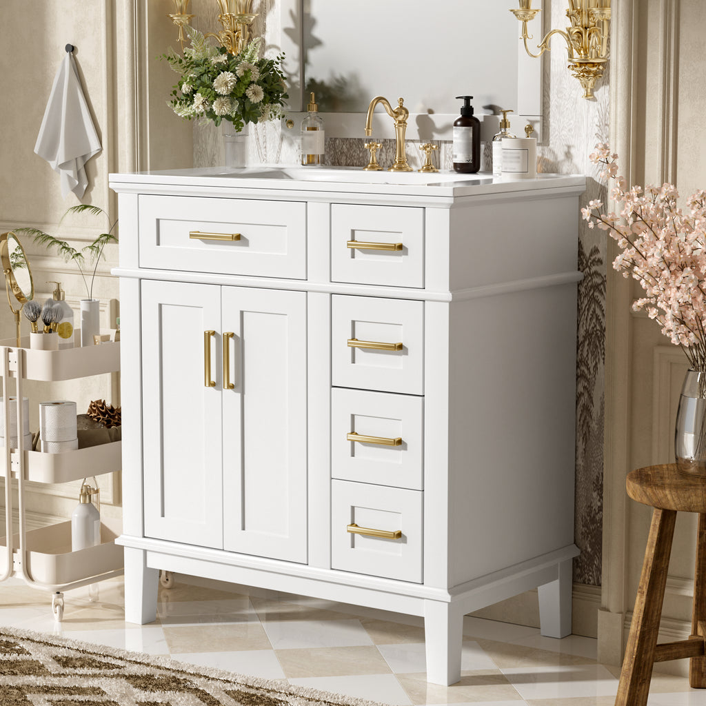 30" Bathroom Vanity with Ceramic Sink