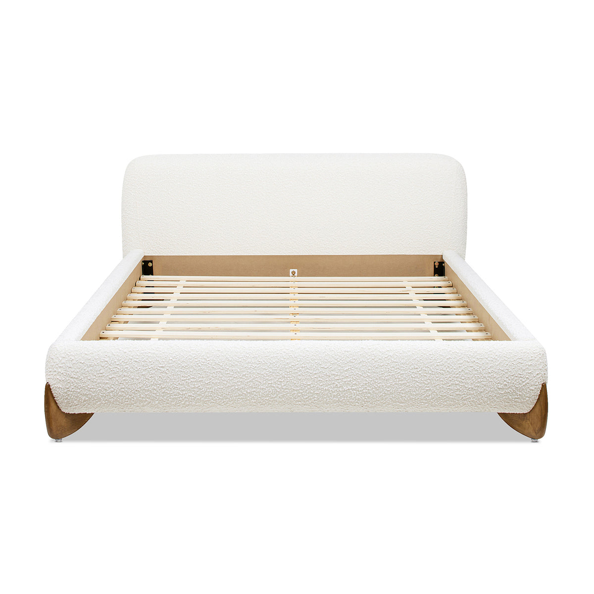 Alpine Puffy Modern Platform Bed, Queen, White Boucle