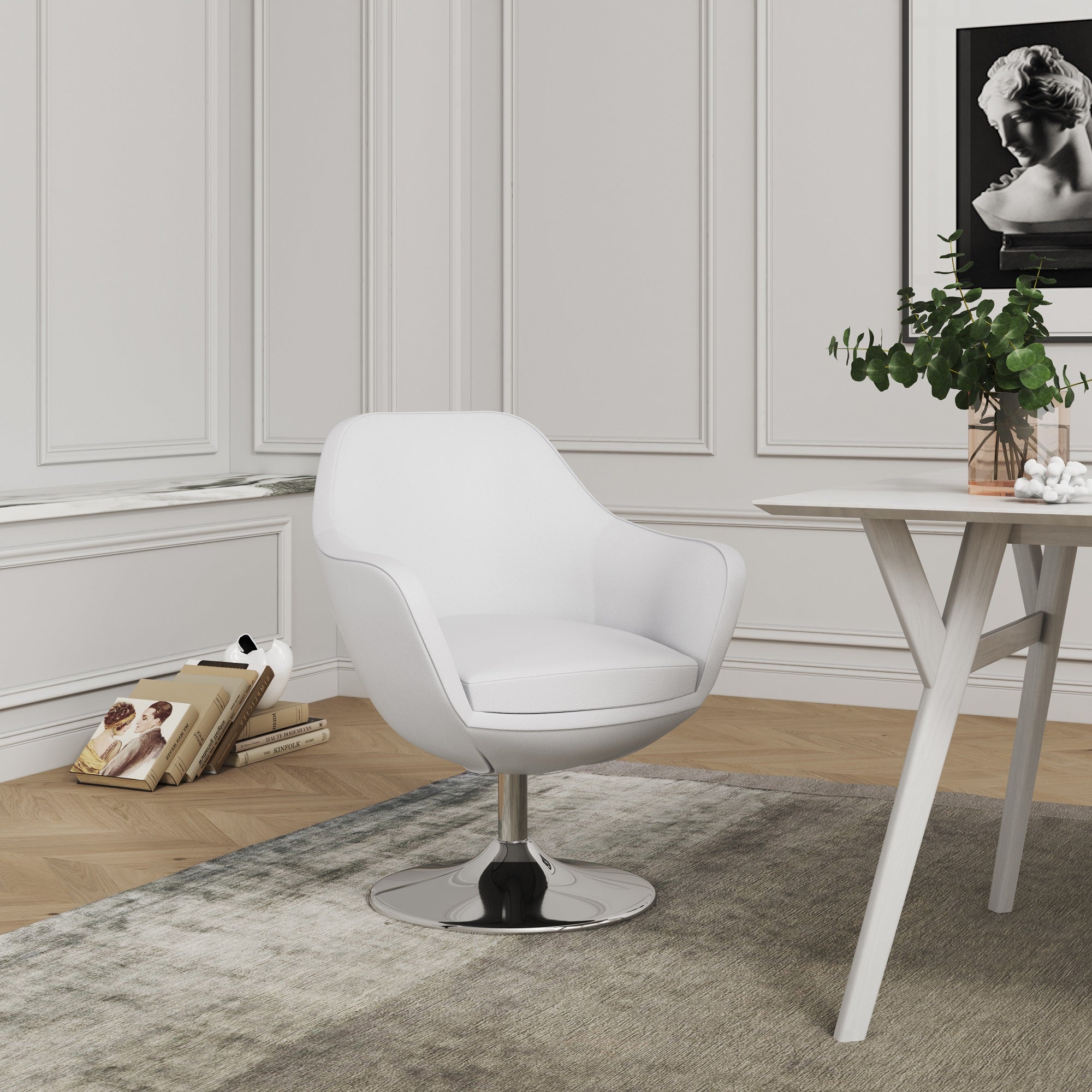 Caisson Upholstered Swivel Lounge Chair