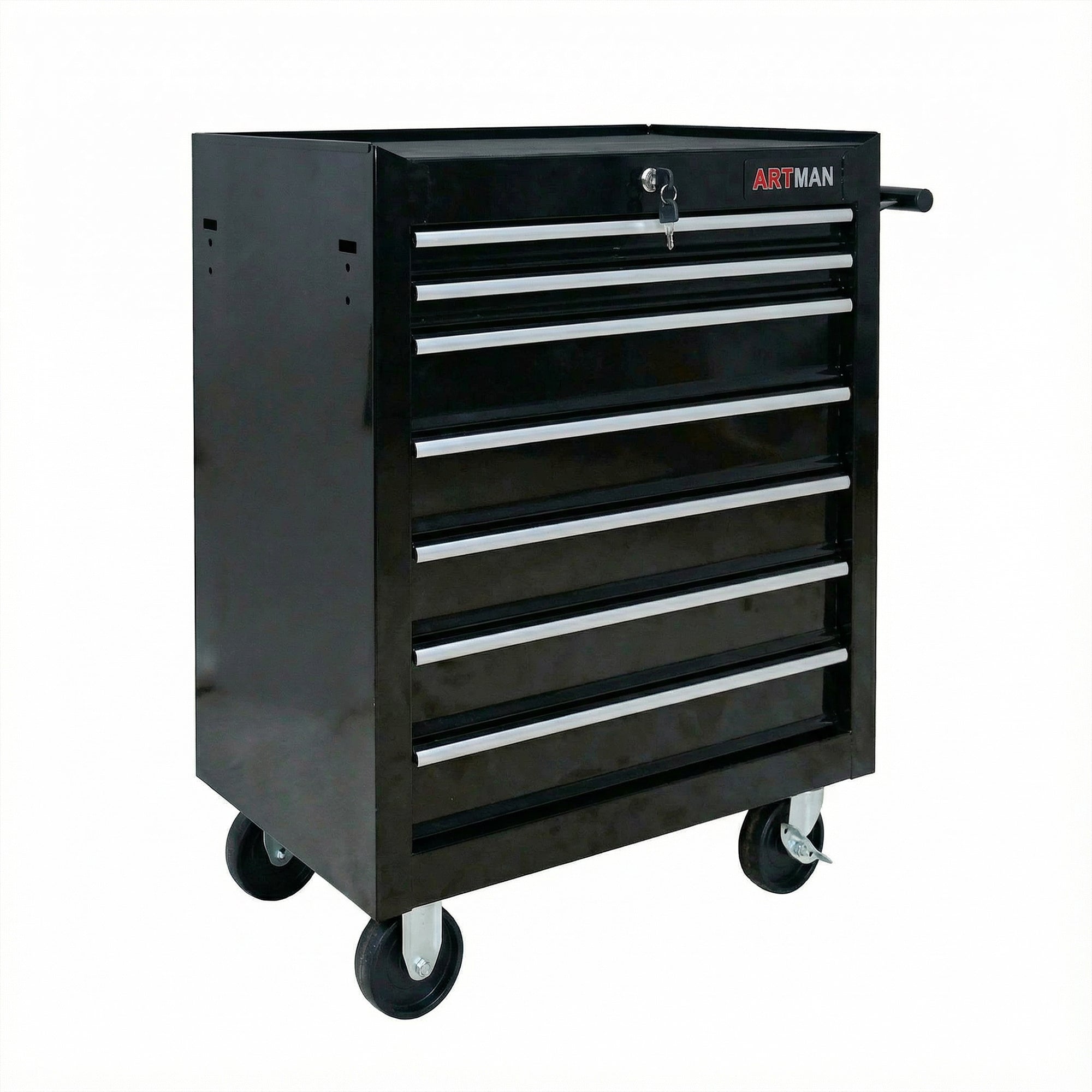 7 Drawers Multifunctional Tool Cart with Wheels - Black