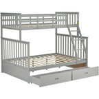 Twin Over Full Bunk Bed with Storage Drawers – Gray