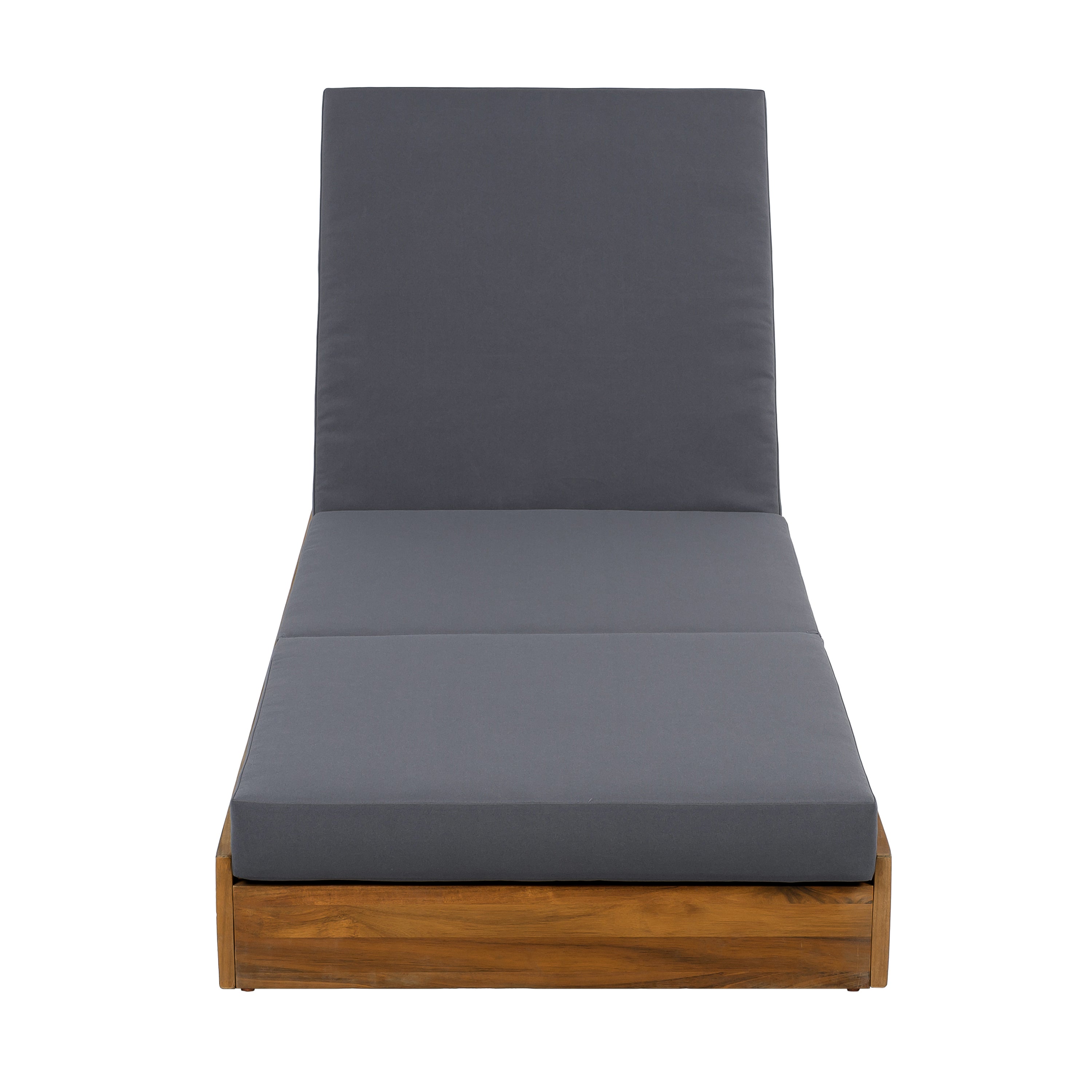 Lounge Chaise Set, Acacia Solid Wood with Lounge Cushion (Dark)
