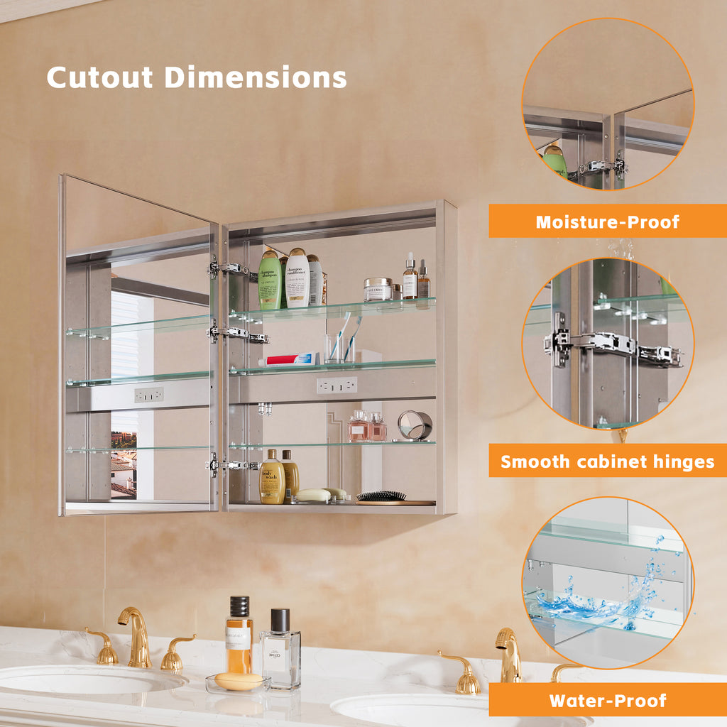 Bathroom LED Lighted Medicine Cabinet with Storage