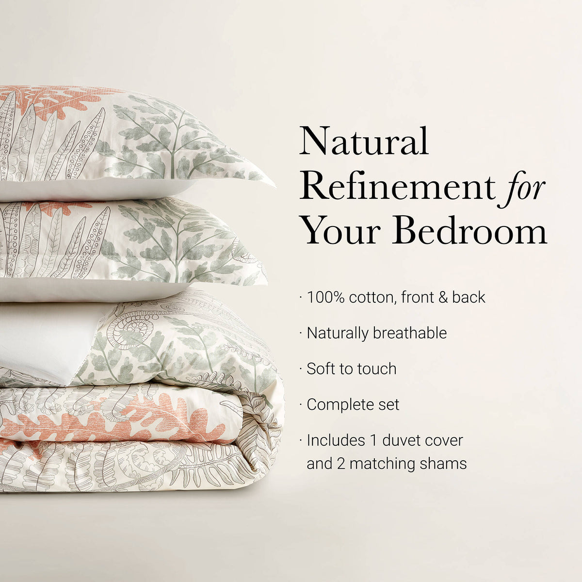 3-Piece Full/Queen 100% Cotton Sateen Duvet Cover Set