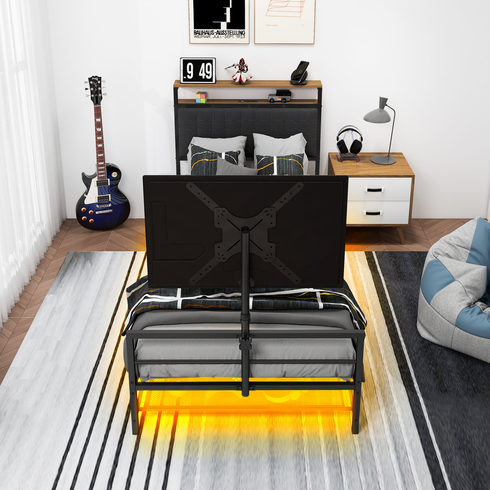 Twin Size Gaming Bed With a Rotating TV Mount