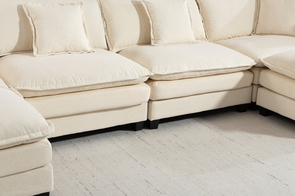 Modern 4-Seat Sectional Sofa with 2 Ottomans