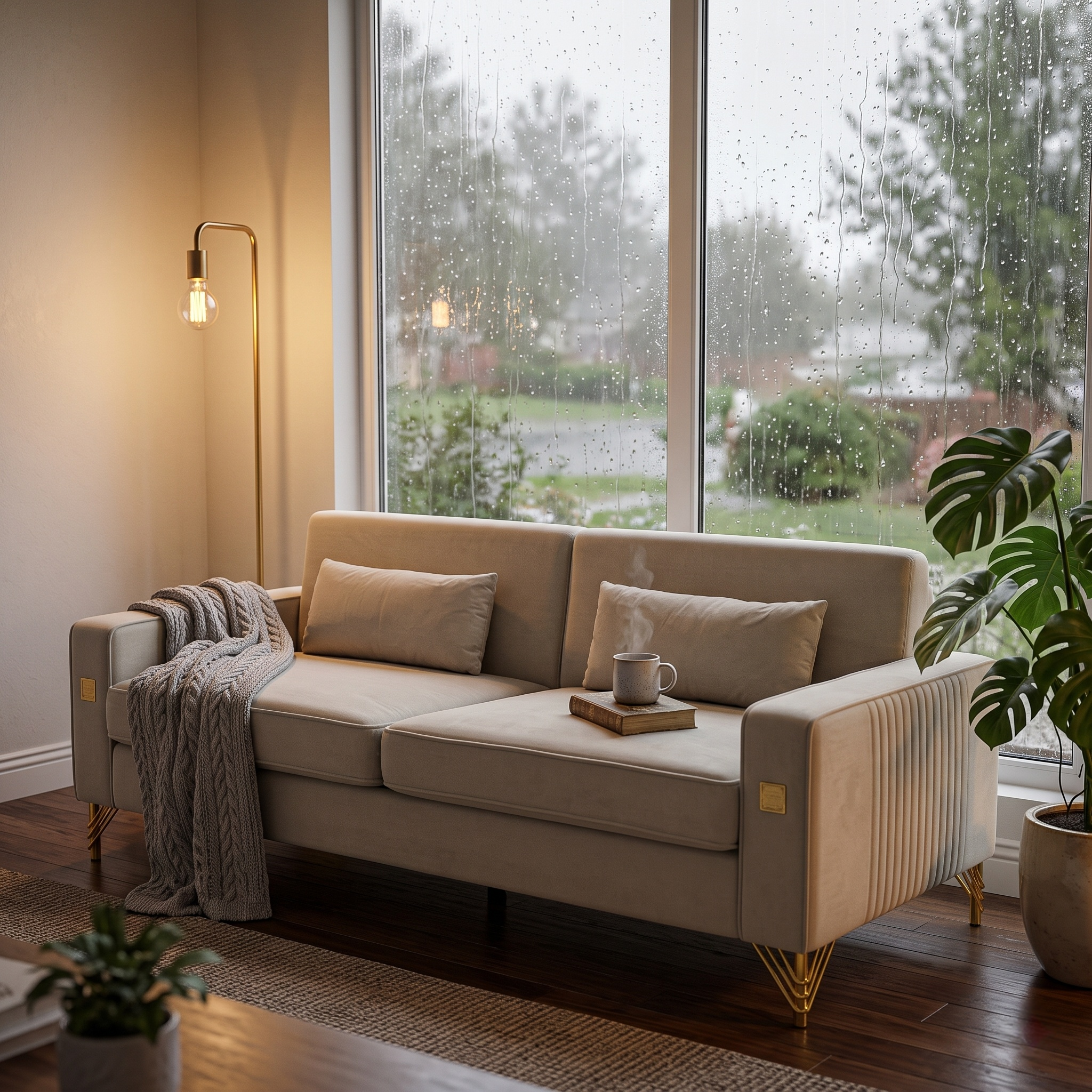 FX-P18-BE(SOFA) Modern Velvet Sofa