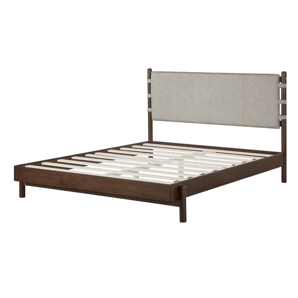 Premium Rubber Wood Platform Bed Frame, Queen Size