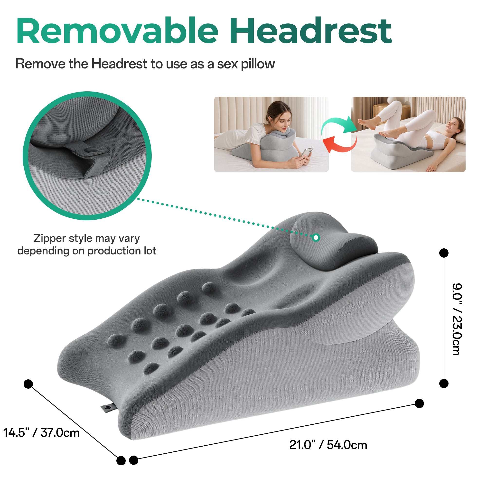 Ergonomic 27° Memory Foam Support Pillow for Couples