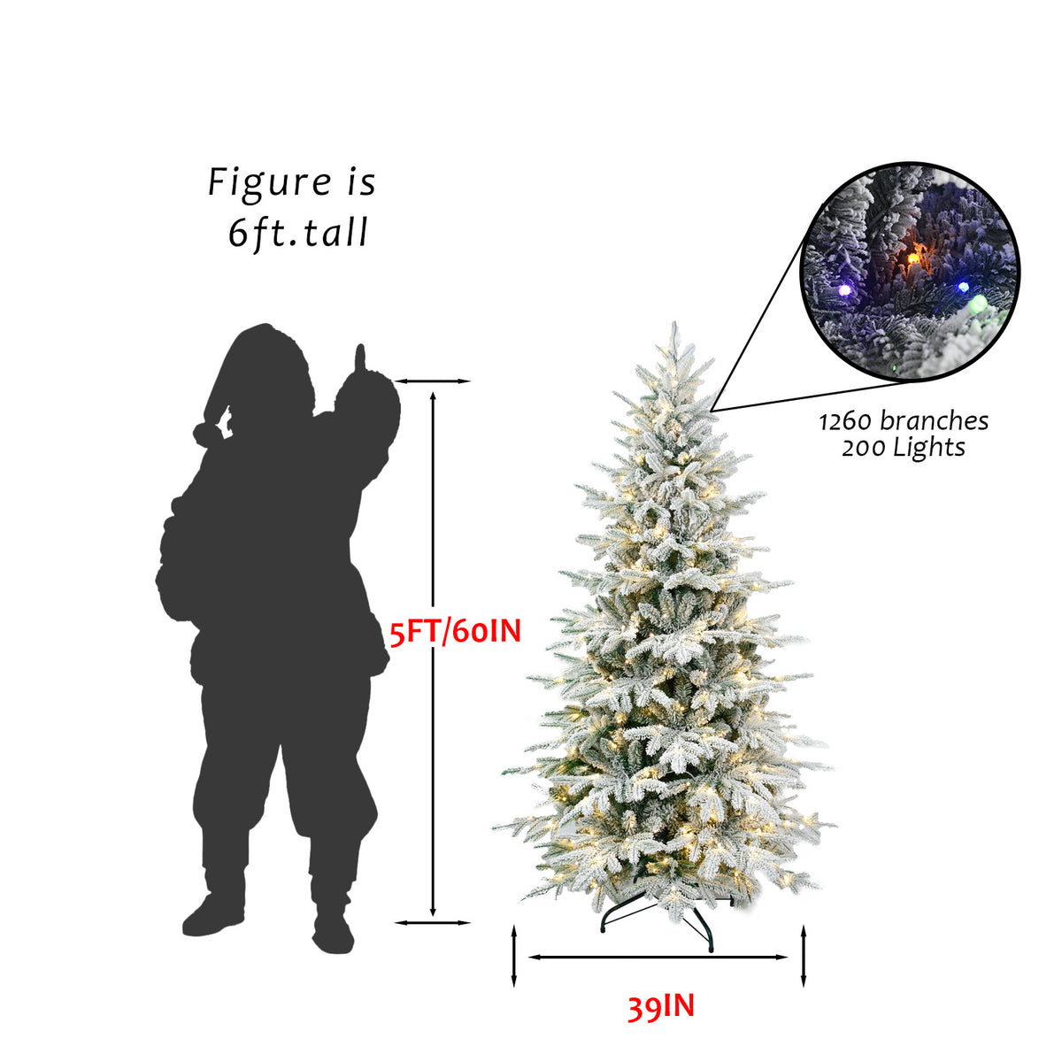 5FT PE+PVC Flocked Artificial Christmas Tree