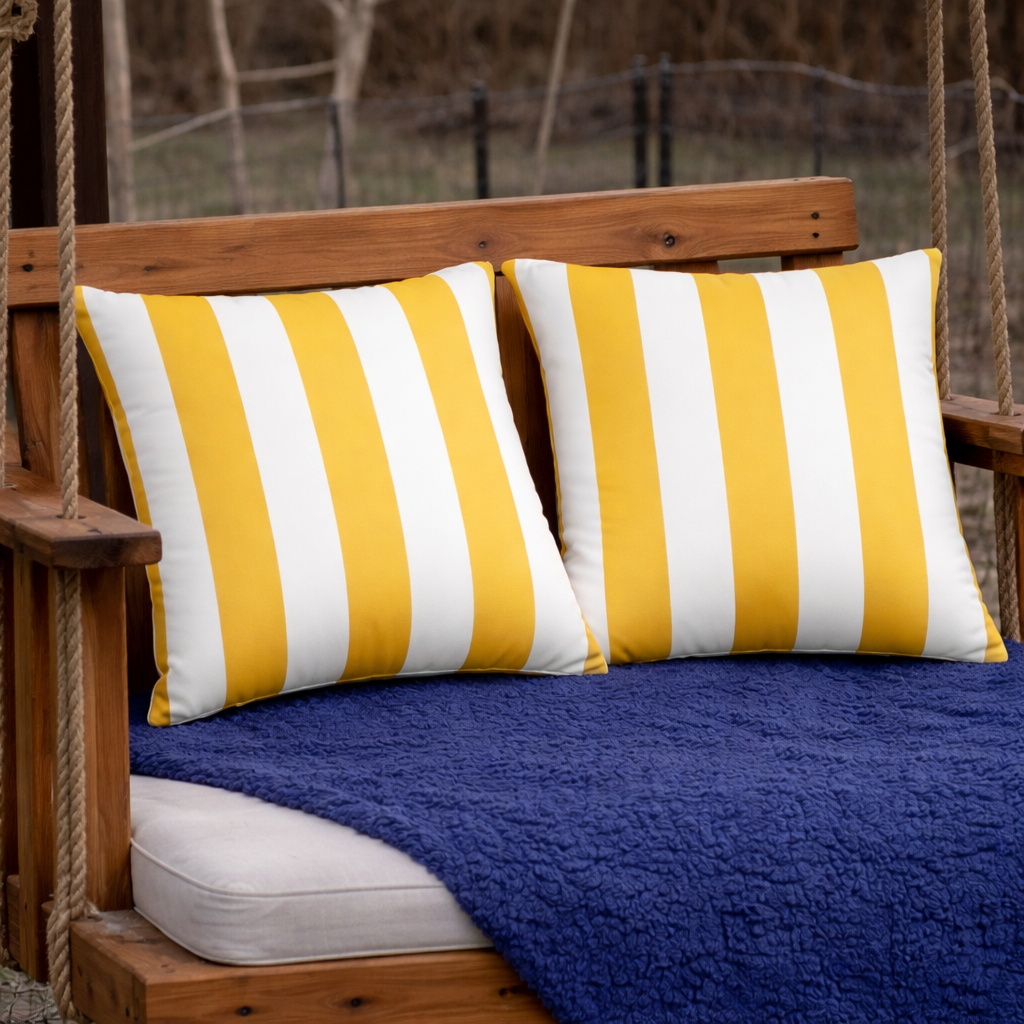 2 Pack Outdoor Pillow Covers - Yellow/White
