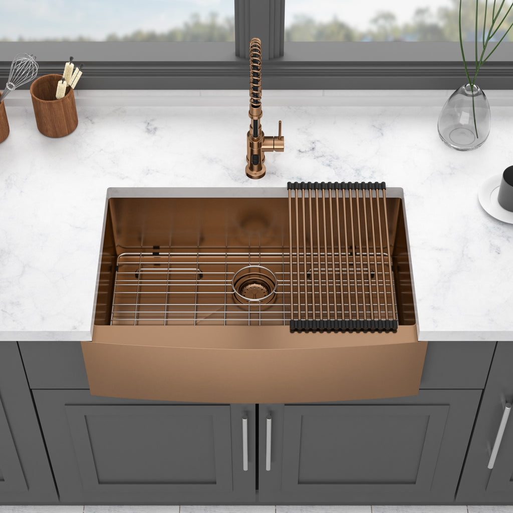 30" Rose Gold Farmhouse Kitchen Sink