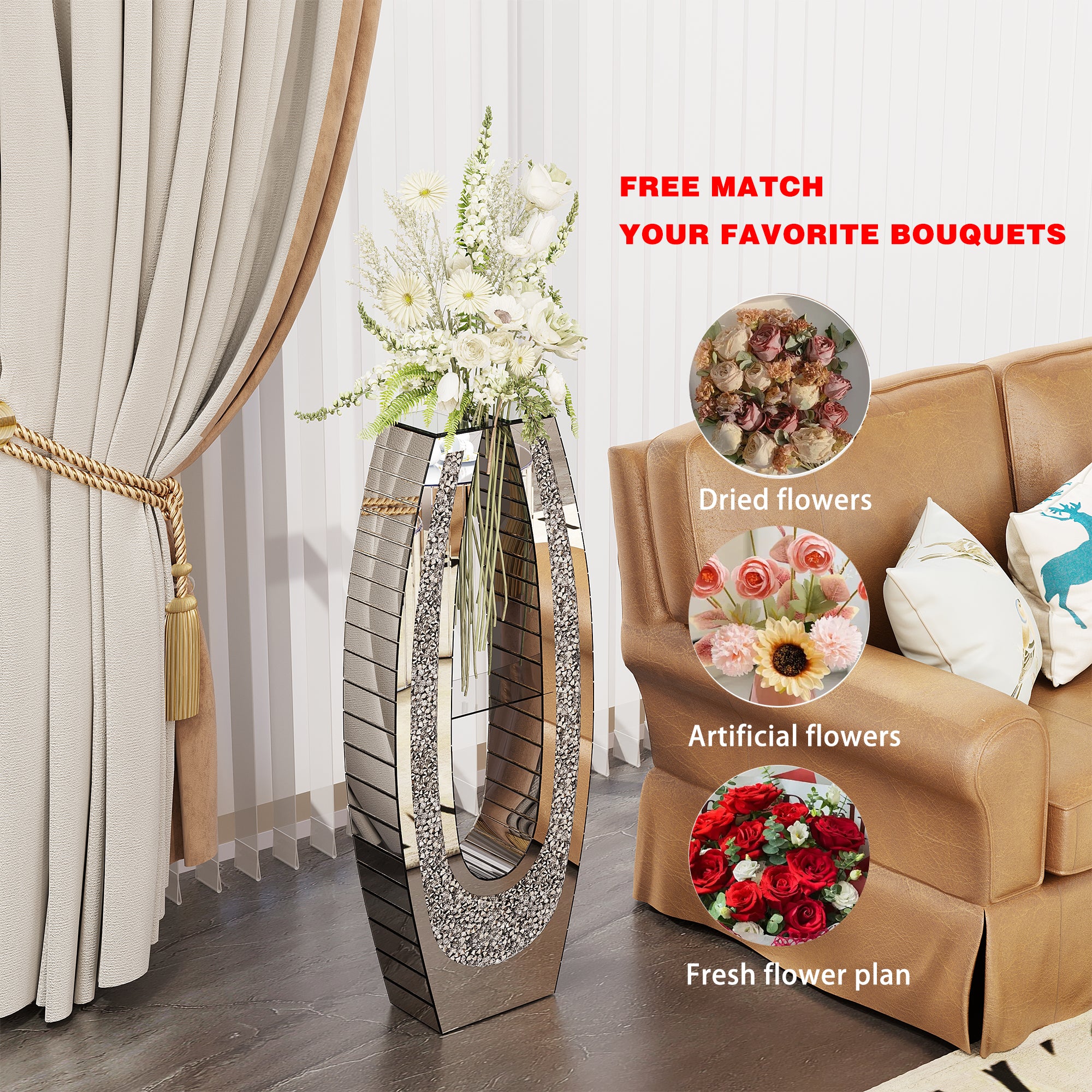 U-Shaped Tall Decorative Floor Vase
