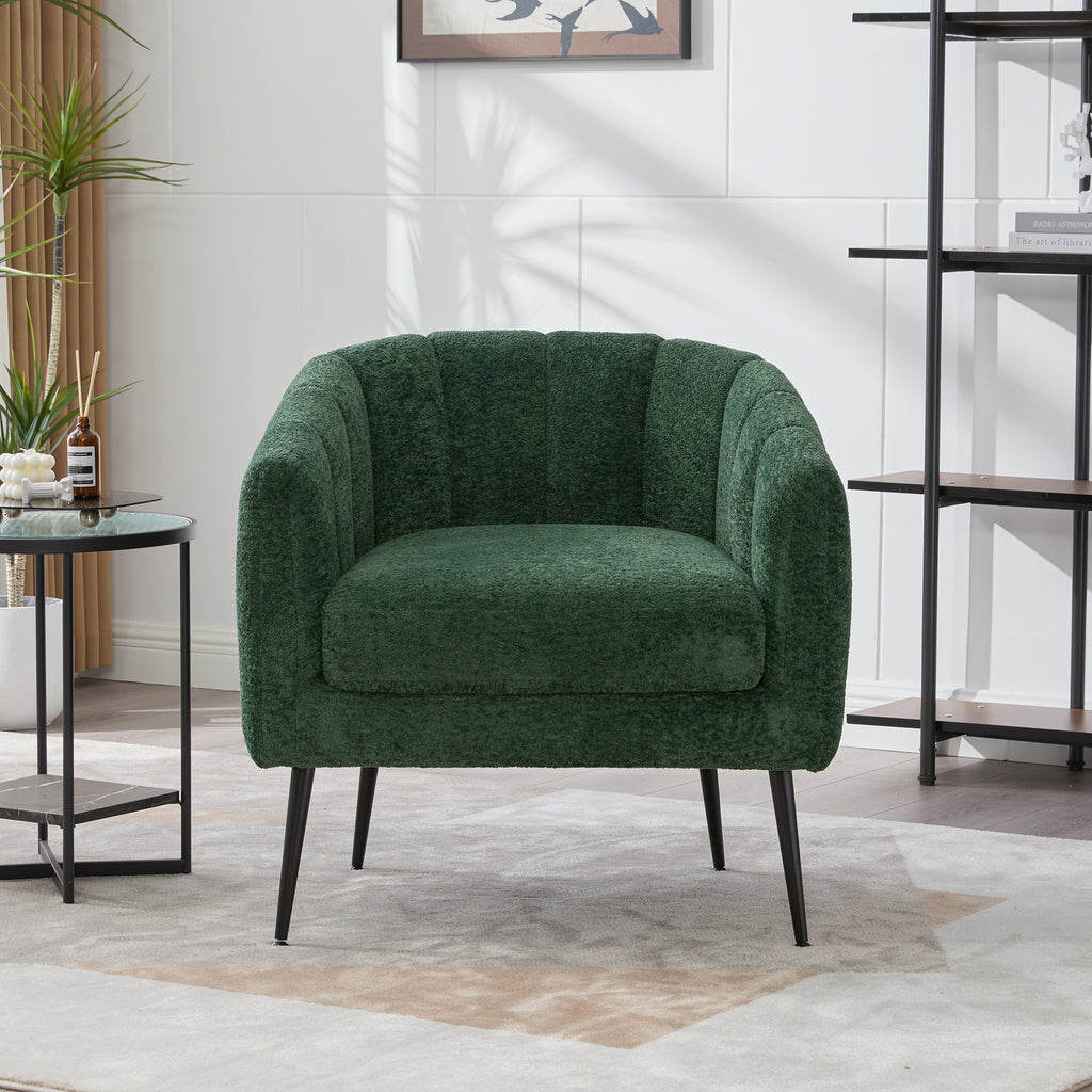 Modern Upholstered Chenille Barrel Accent Chair