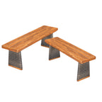Outdoor Acacia Wood Bench Set of 2 - Teak Finish