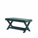 Abigail Upholstered Velvet Accent Bench in Forest