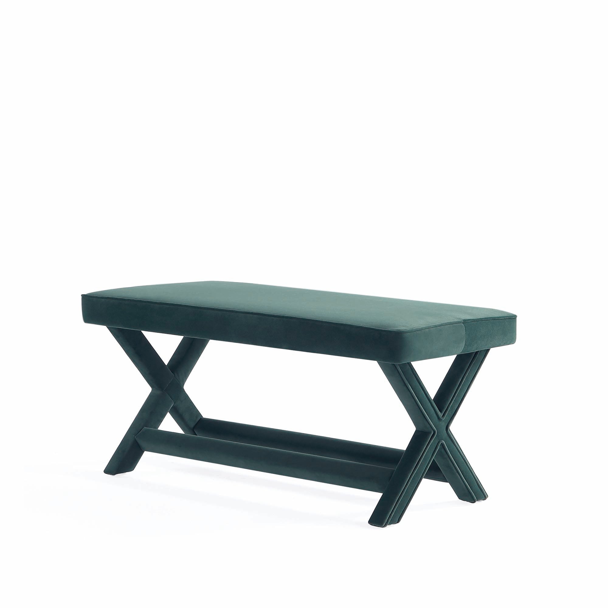 Abigail Upholstered Velvet Accent Bench in Forest
