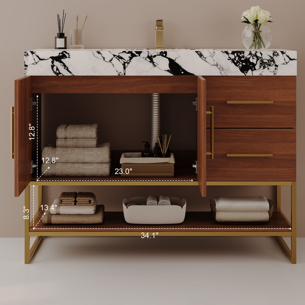 36" Modern Free-Standing Bathroom Vanity with Seamless Sink