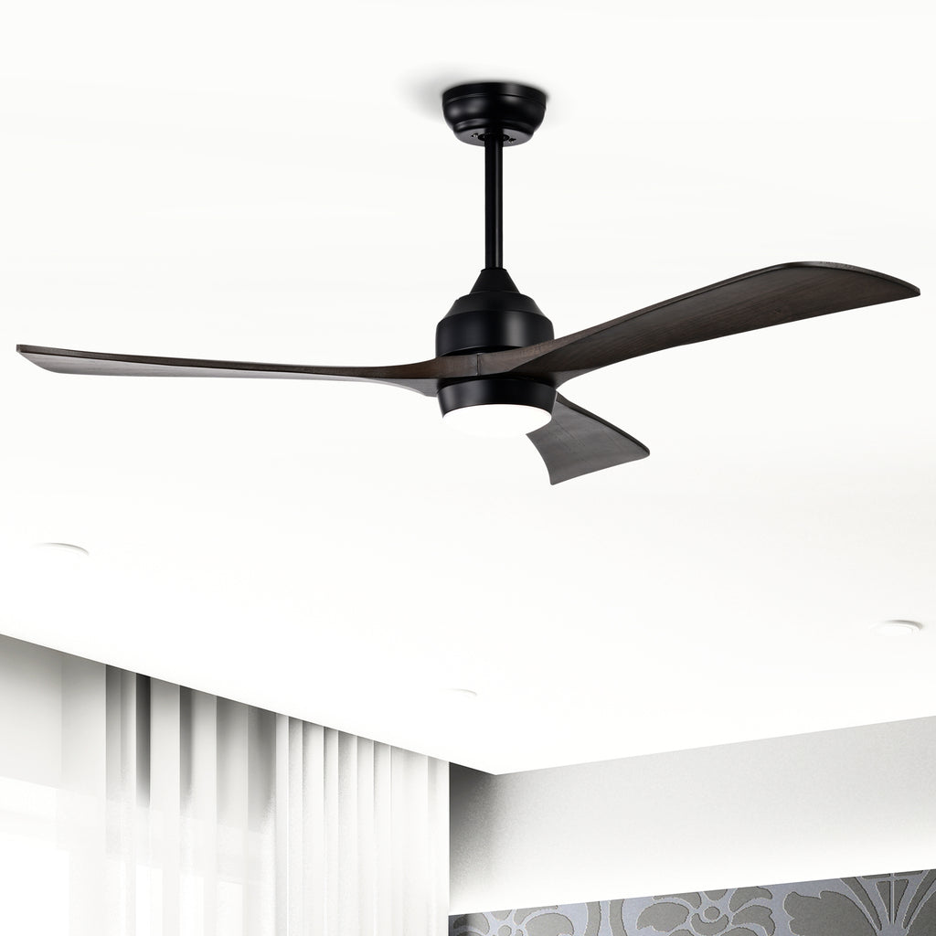 52" Solid Wood Blades Ceiling Fan with Lights Remote Control
