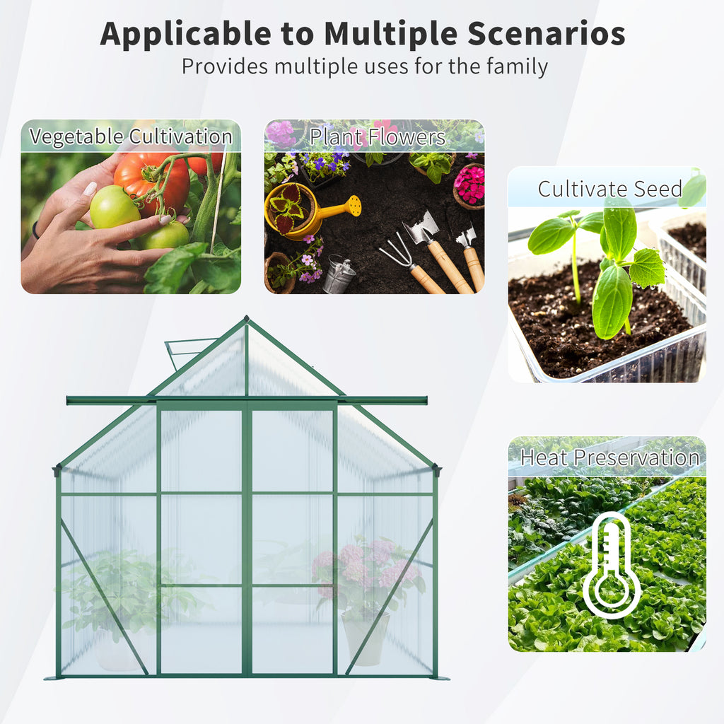 8x10FT Double Door Polycarbonate Greenhouse