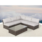 Fully Assembled 6 Piece Rattan Sofa Seating Group with Cushions