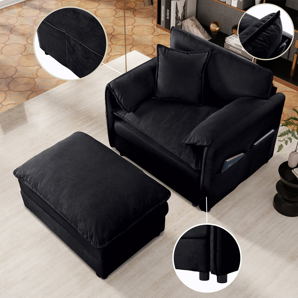 Oversized 57.48" Recliner Chair with Movable Ottoman