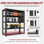 72"H 5-Tier Adjustable Heavy-Duty Shelving with Pegboard