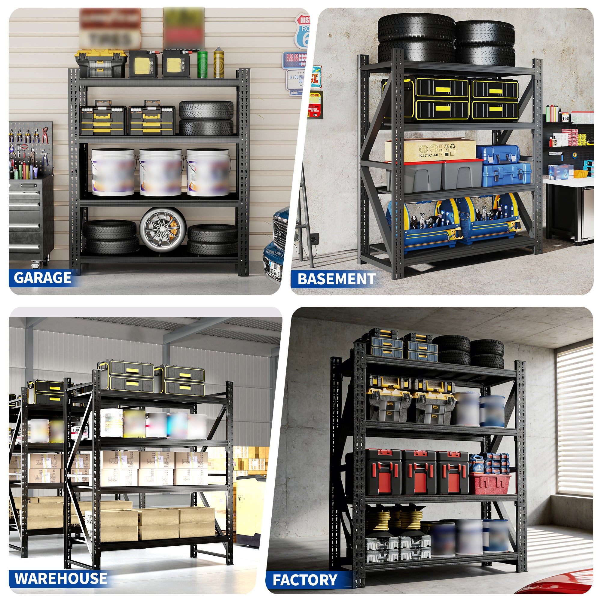 Heavy Duty Metal Adjustable Garage Shelves, 4000LBS Storage Rack