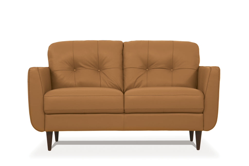 Radwan Camel Leather Loveseat