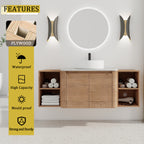 54" Wall-Mounted Bathroom Vanity with Ceramic Art Sink