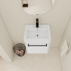 18" Floating Wall-Mounted Bathroom Vanity with Ceramic Sink