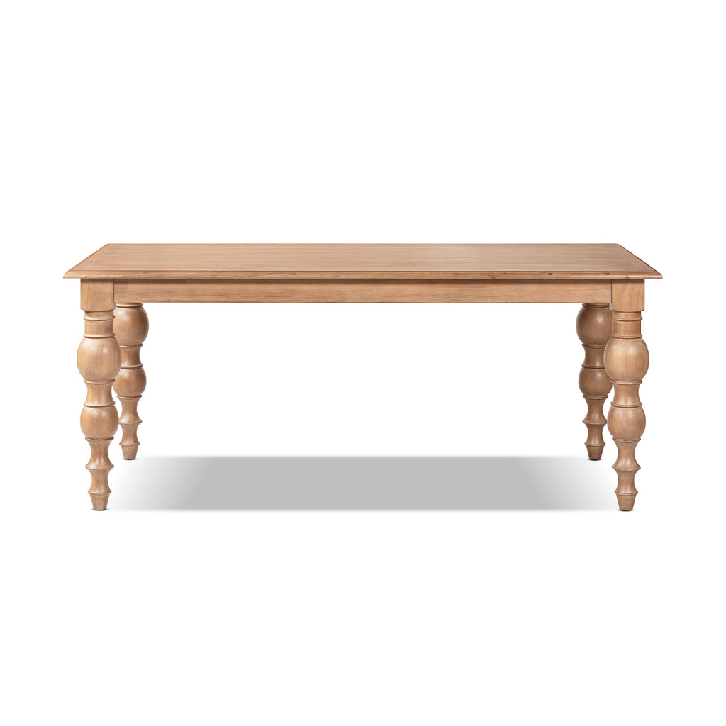 Rosalie 72-Inch Turned-Leg Dining Table, Natural Brown Pine
