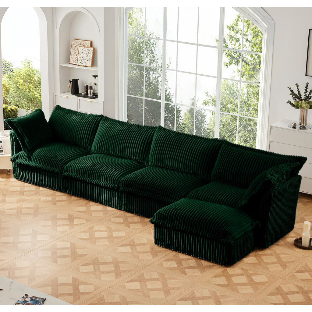 Slipcovered L Shape Sectional Long Sofa Couch