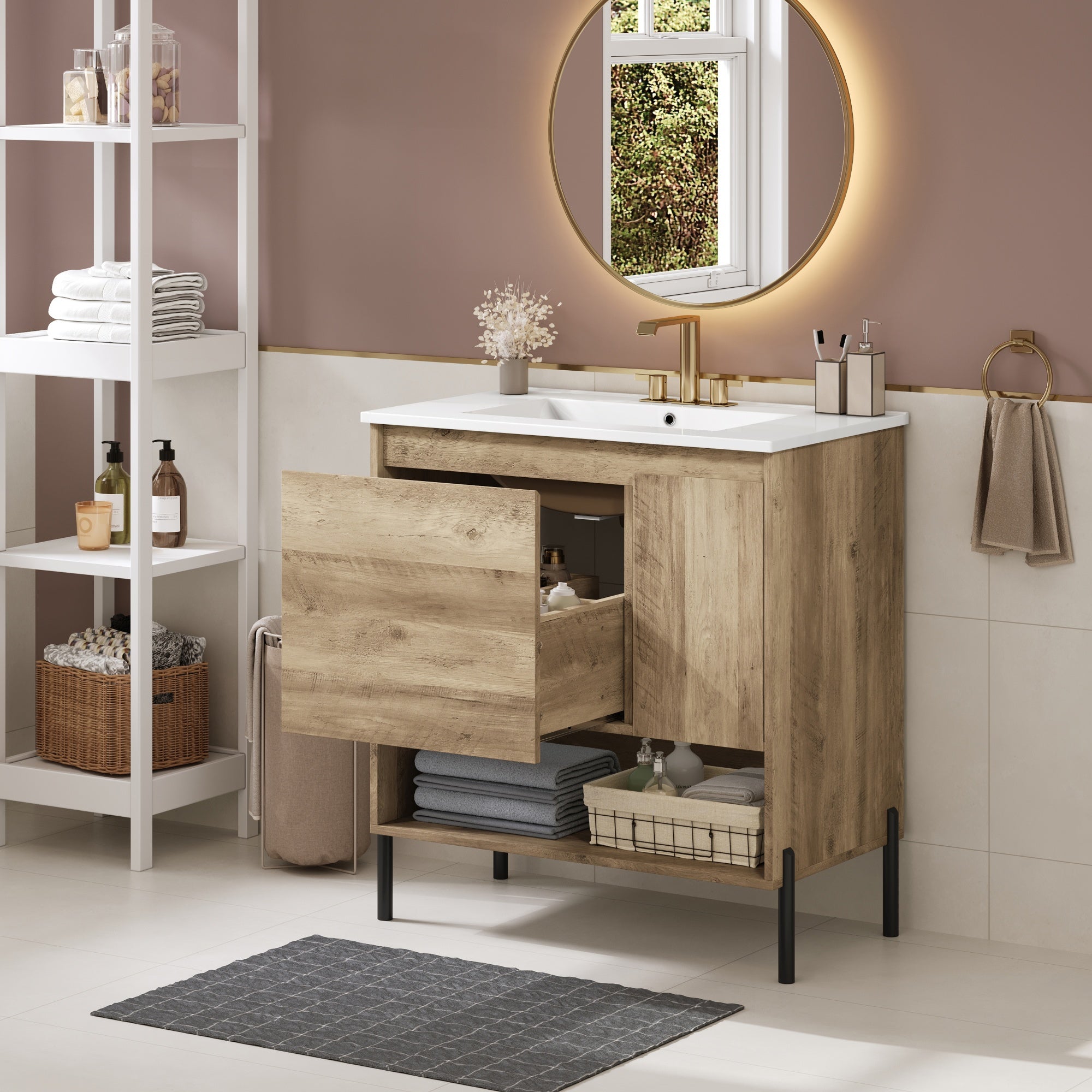 30" Modern Wood Fixture Bathroom Vanity