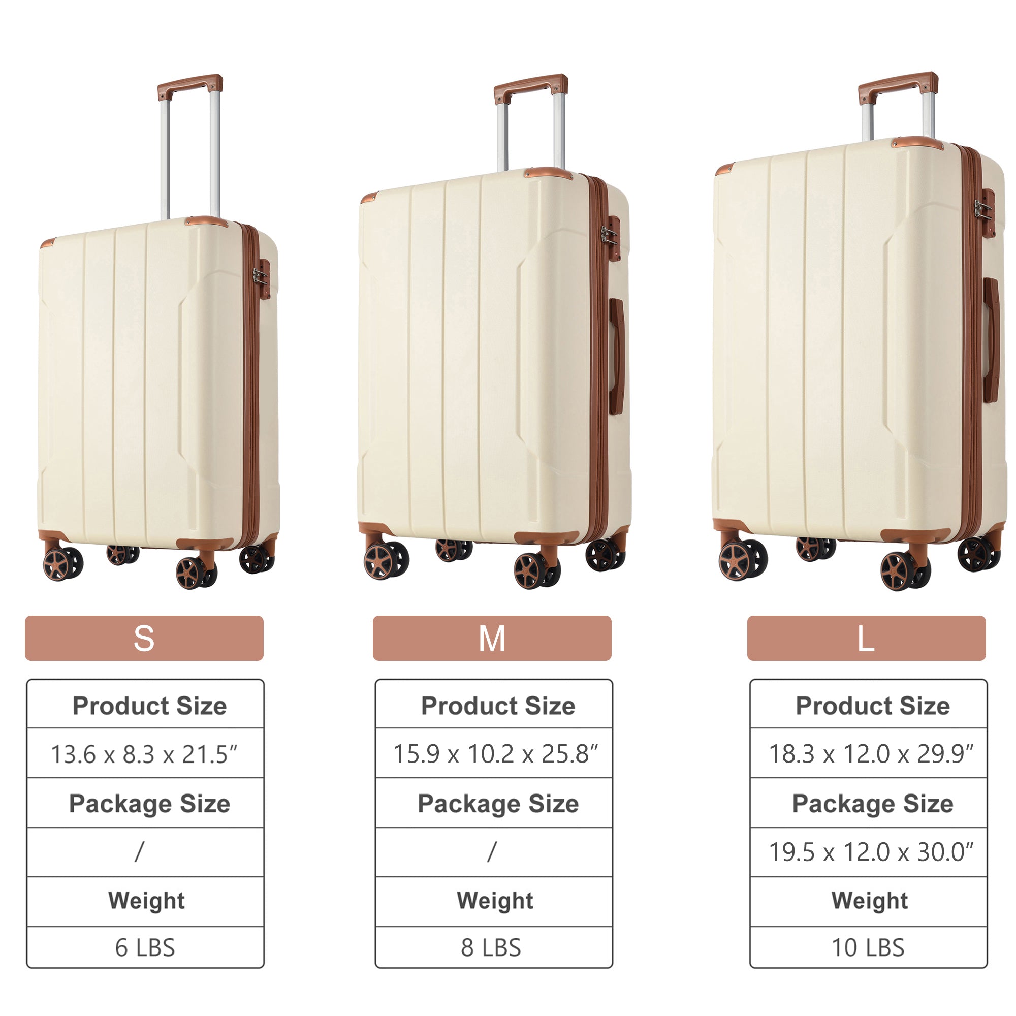 3 Piece Expandable Hard Shell ABS Suitcases with TSA Lock