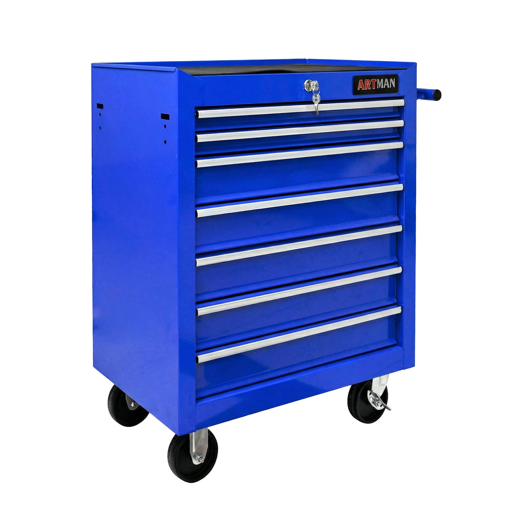 7 Drawers Multifunctional Tool Cart with Wheels - Blue