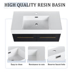 36 Inch Wall-Mounted Bathroom Vanity with Sink and Storage Rack