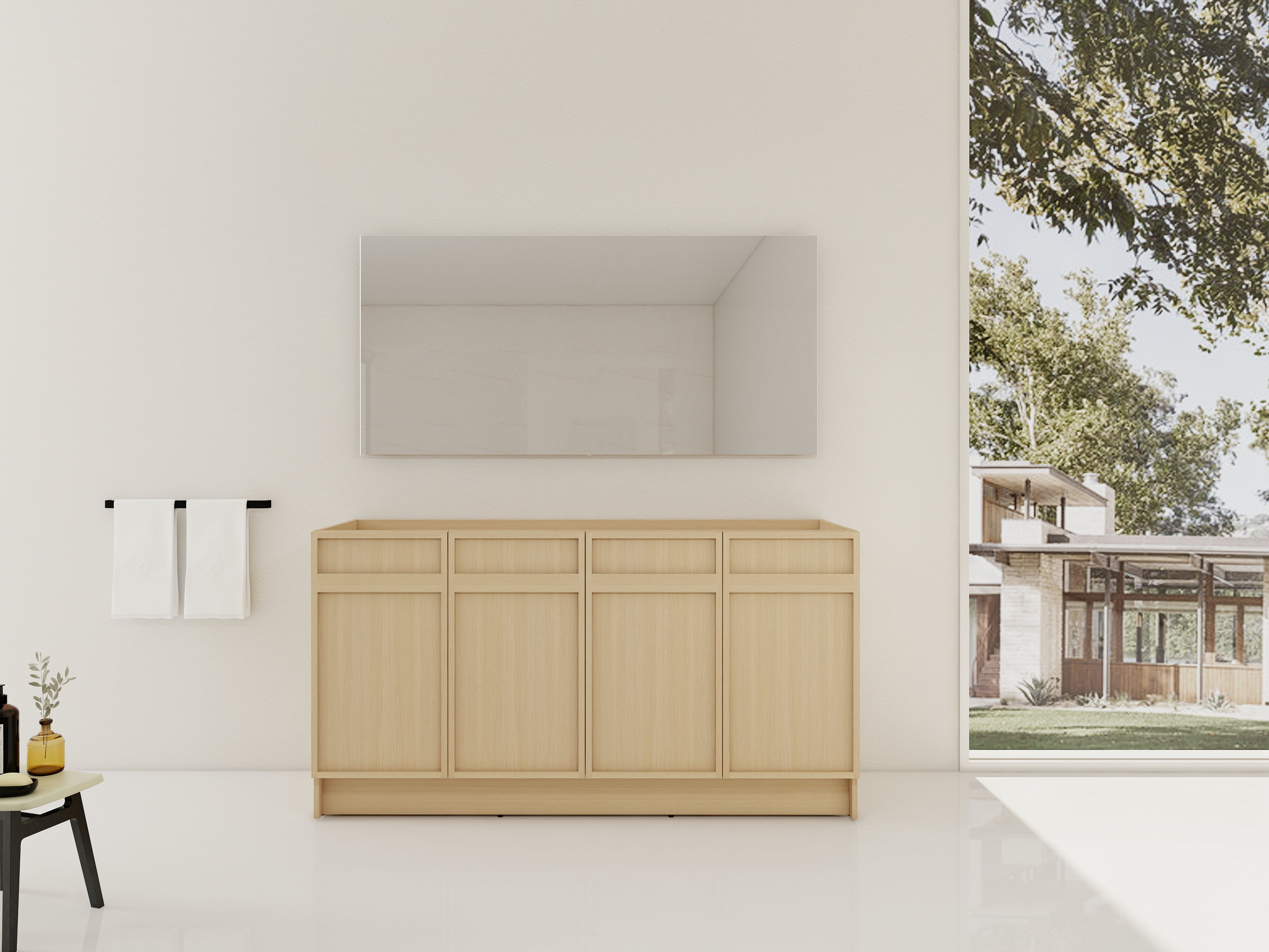 60" Freestanding Bathroom Vanity & 4 Soft-Close Cabinet Doors