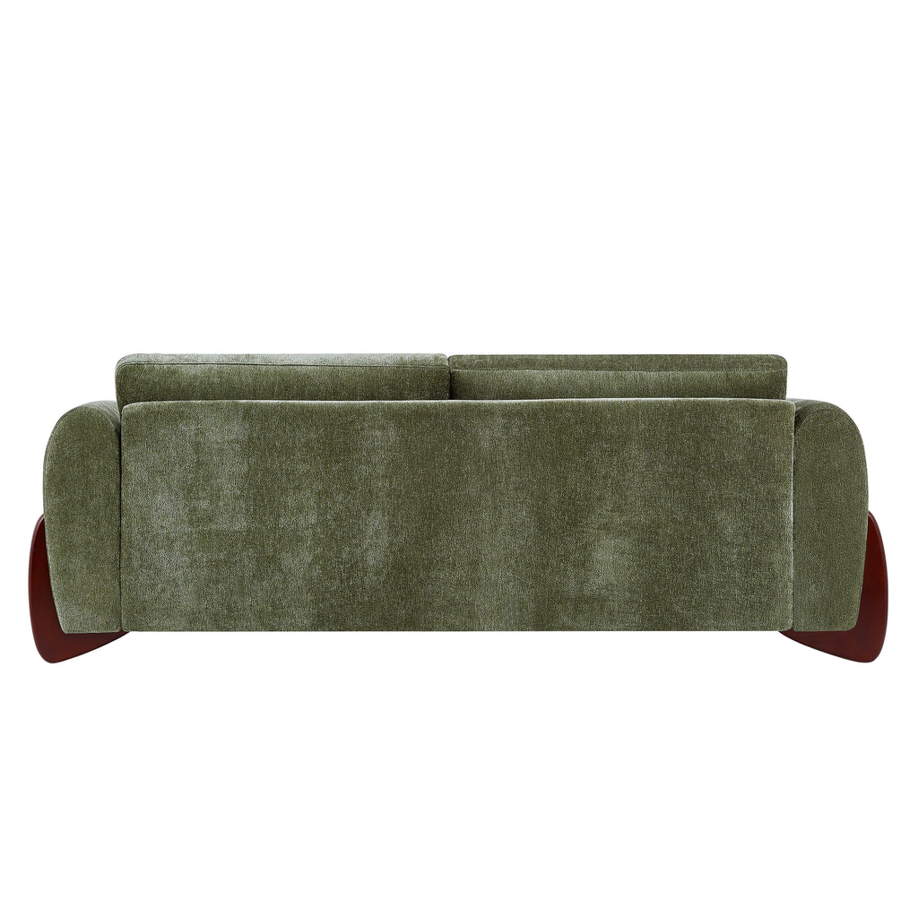 89"L Olive Chenille Sofa